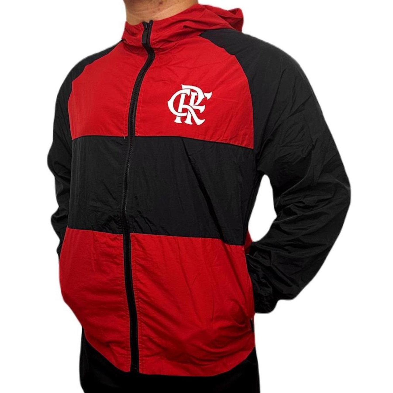 Jaqueta Corta Vento com Capuz Flamengo Wind Rubro-Negro Braziline - Masculina - Foto 3