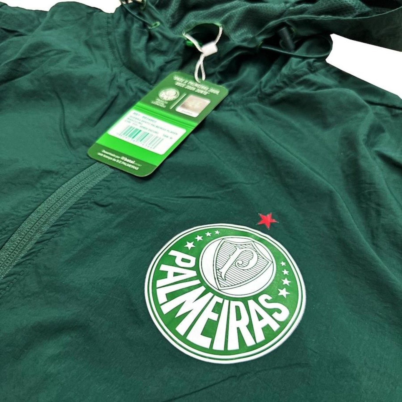 Jaqueta Corta Vento com Capuz Palmeiras Player Verde Betel - Masculina - Foto 4