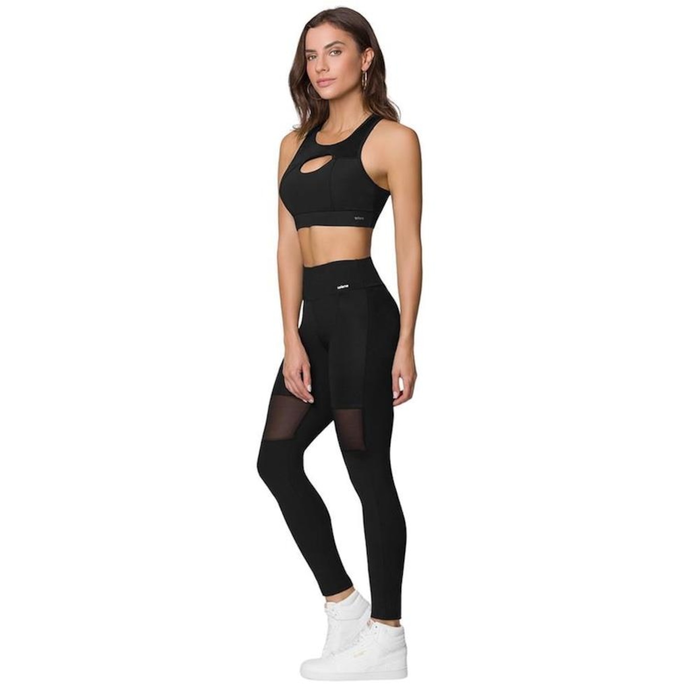 Kit Selene: Top Fitness com Bojo + Calça Legging Recortes Cirre - Feminino - Foto 1