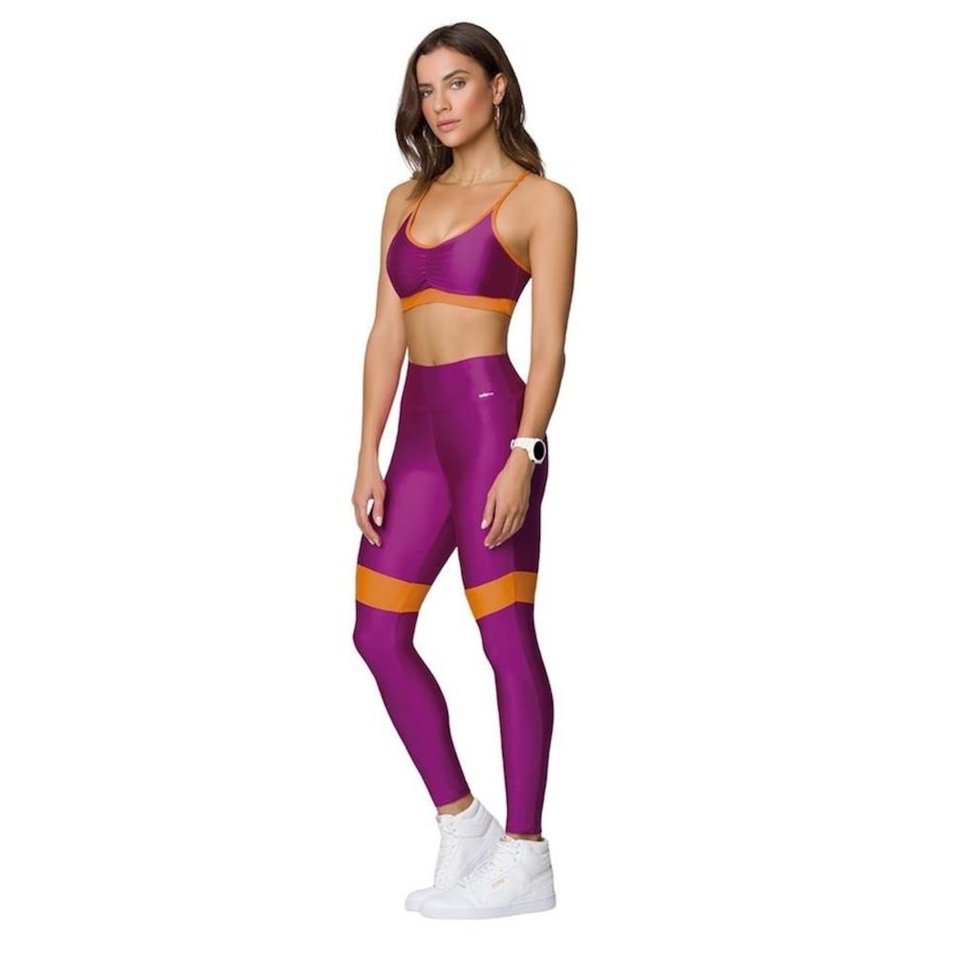 Kit Selene: Top Fitness com Bojo + Calça Legging Recortes - Feminino - Foto 1