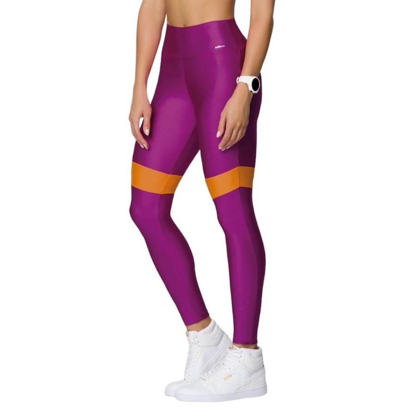 Kit Selene: Top Fitness com Bojo + Calça Legging Recortes - Feminino - Foto 3