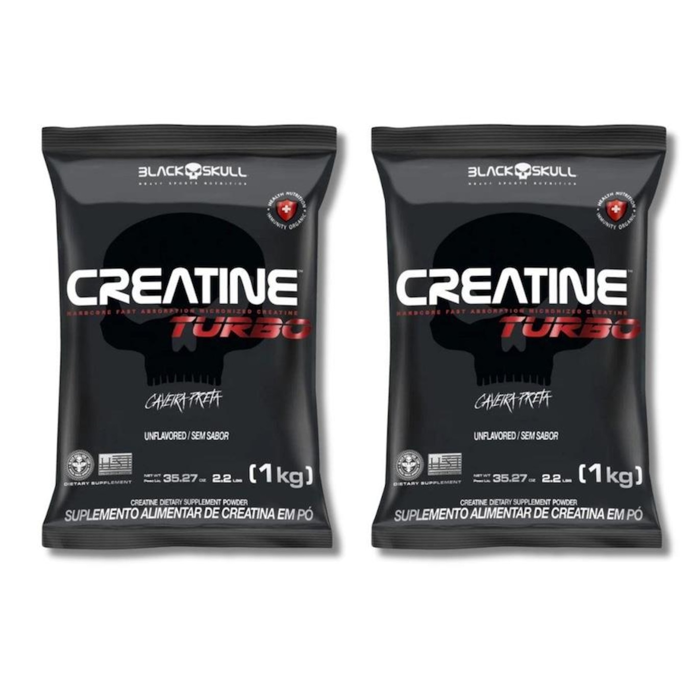 Kit 2X Creatine Creatina Turbo 1Kg Black Skull - Foto 1