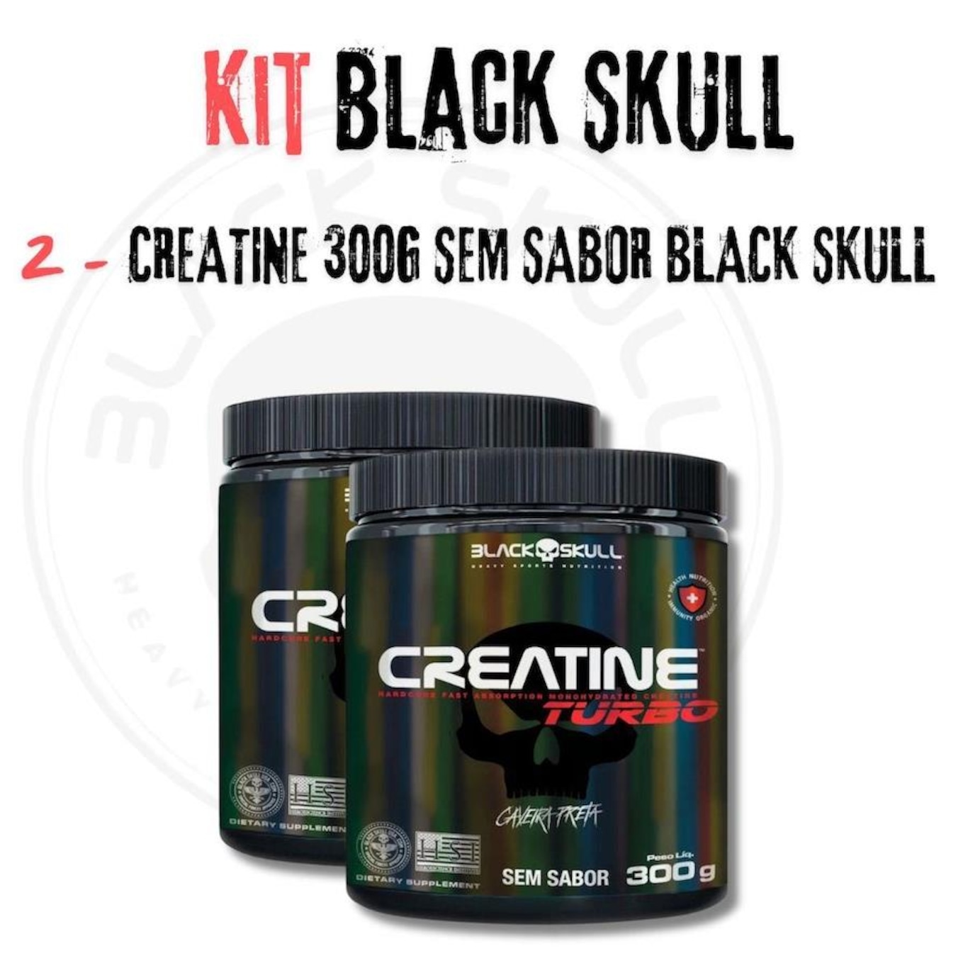 Kit 2x Creatina Turbo 300g Black Skull - Foto 2