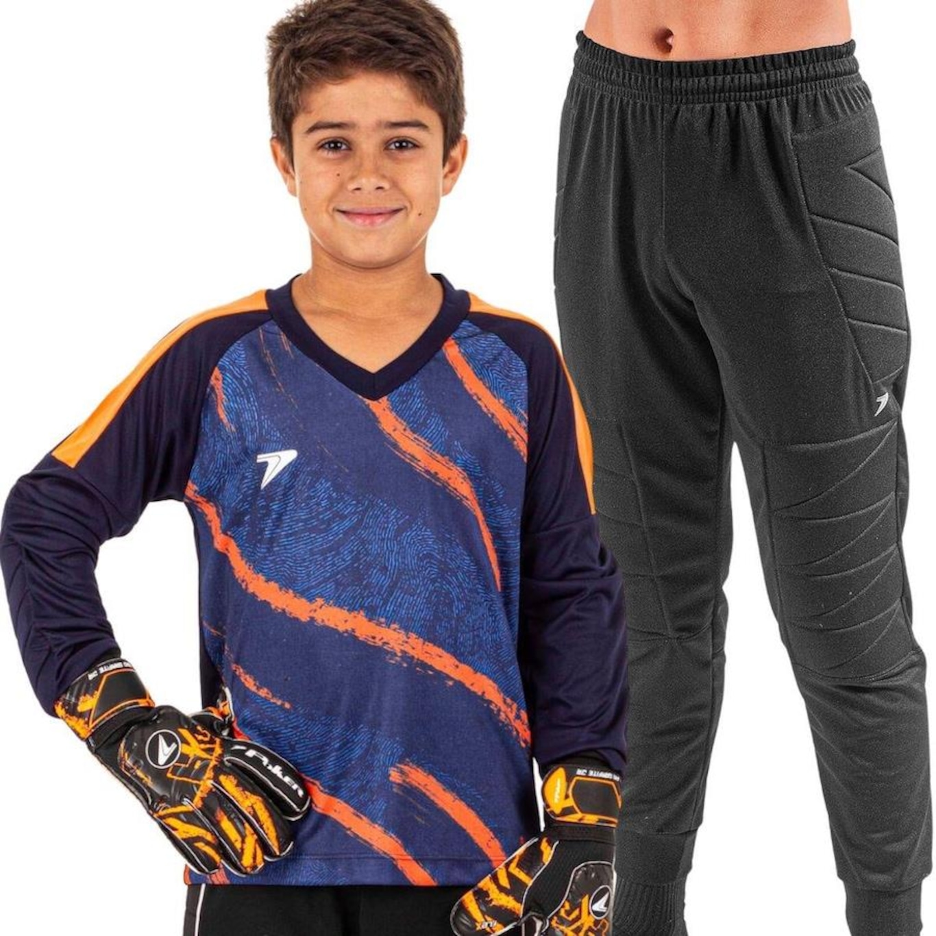 Kit de Goleiro Poker: Camisa Bold + Calça - Infantil - Foto 1