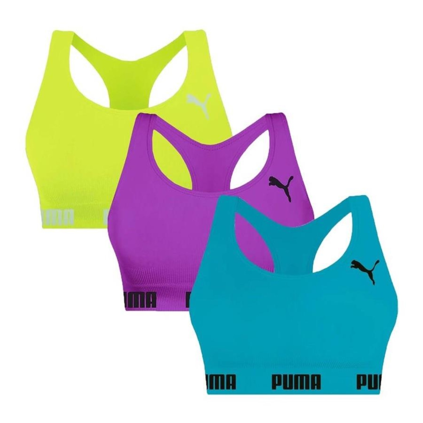 Kit Top Fitness Puma Nadador sem Costura - 3 Unidades - Feminino - Foto 1