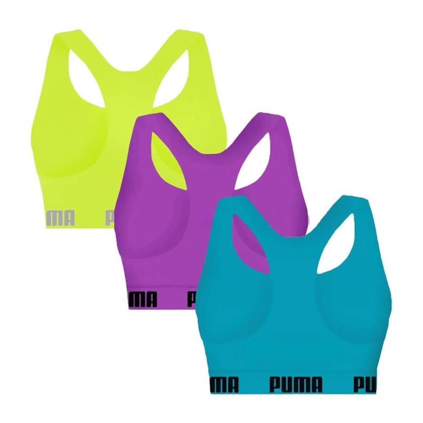 Kit Top Fitness Puma Nadador sem Costura - 3 Unidades - Feminino - Foto 2