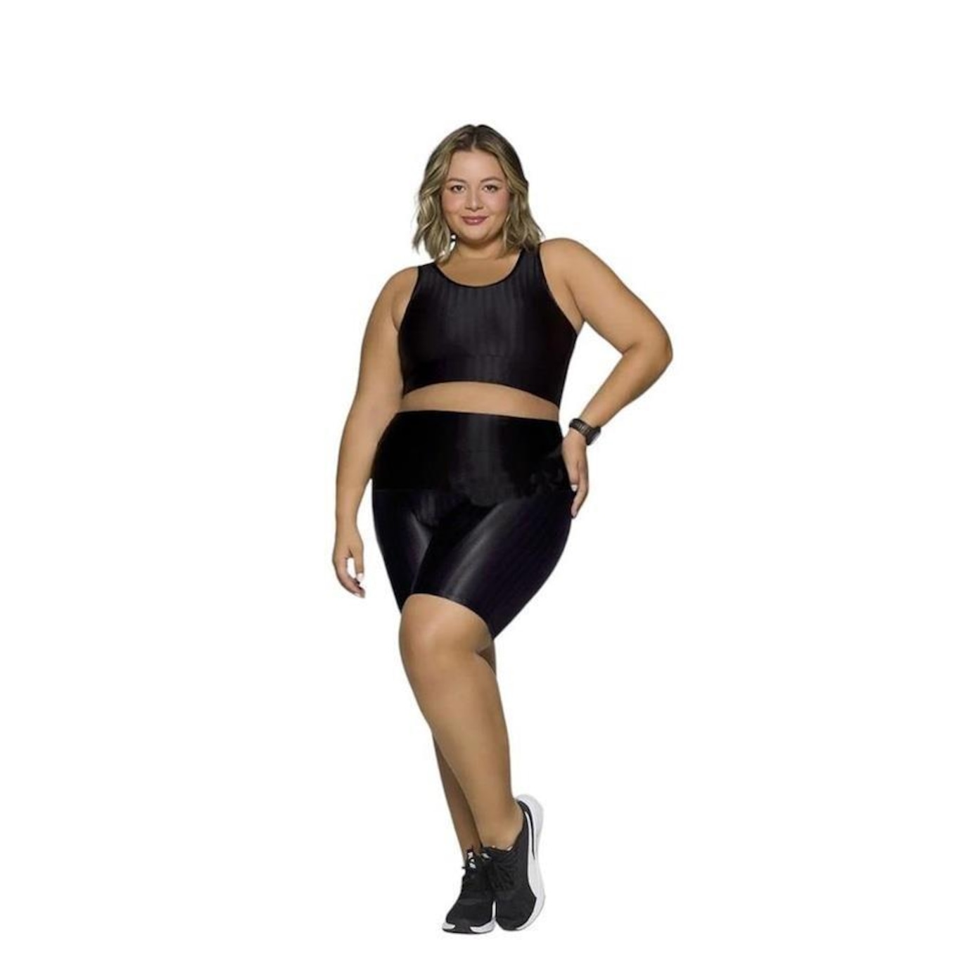 Conjunto Selene: Top Fitness + Bermuda 3D Plus Size - Feminino - Foto 1