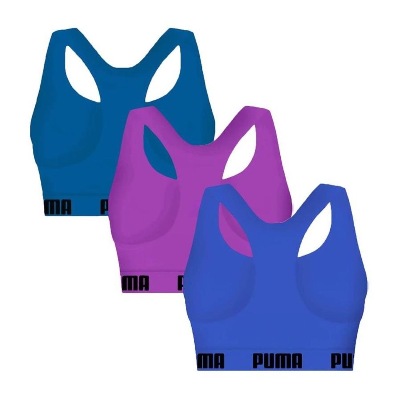 Kit Top Fitness Puma Nadador sem Costura - 3 Unidades - Feminino - Foto 2