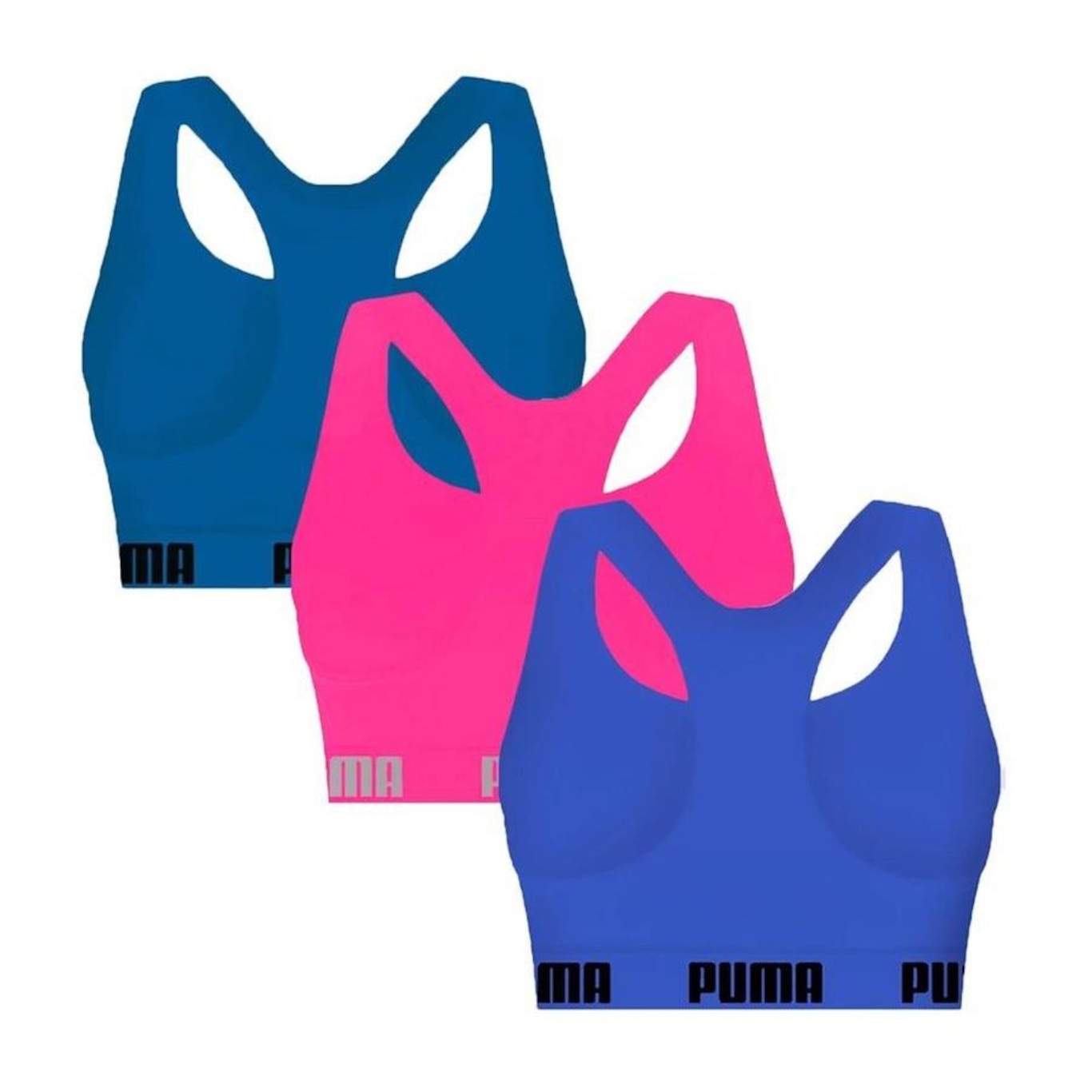 Kit Top Fitness Puma Nadador sem Costura - 3 Unidades - Feminino - Foto 2