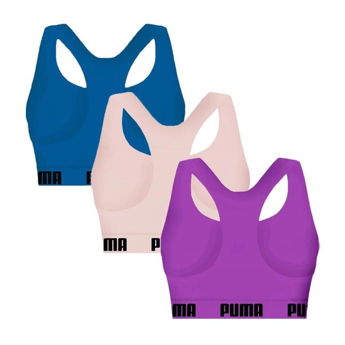 Kit Top Fitness Puma Nadador sem Costura - 3 Unidades - Feminino - Foto 2