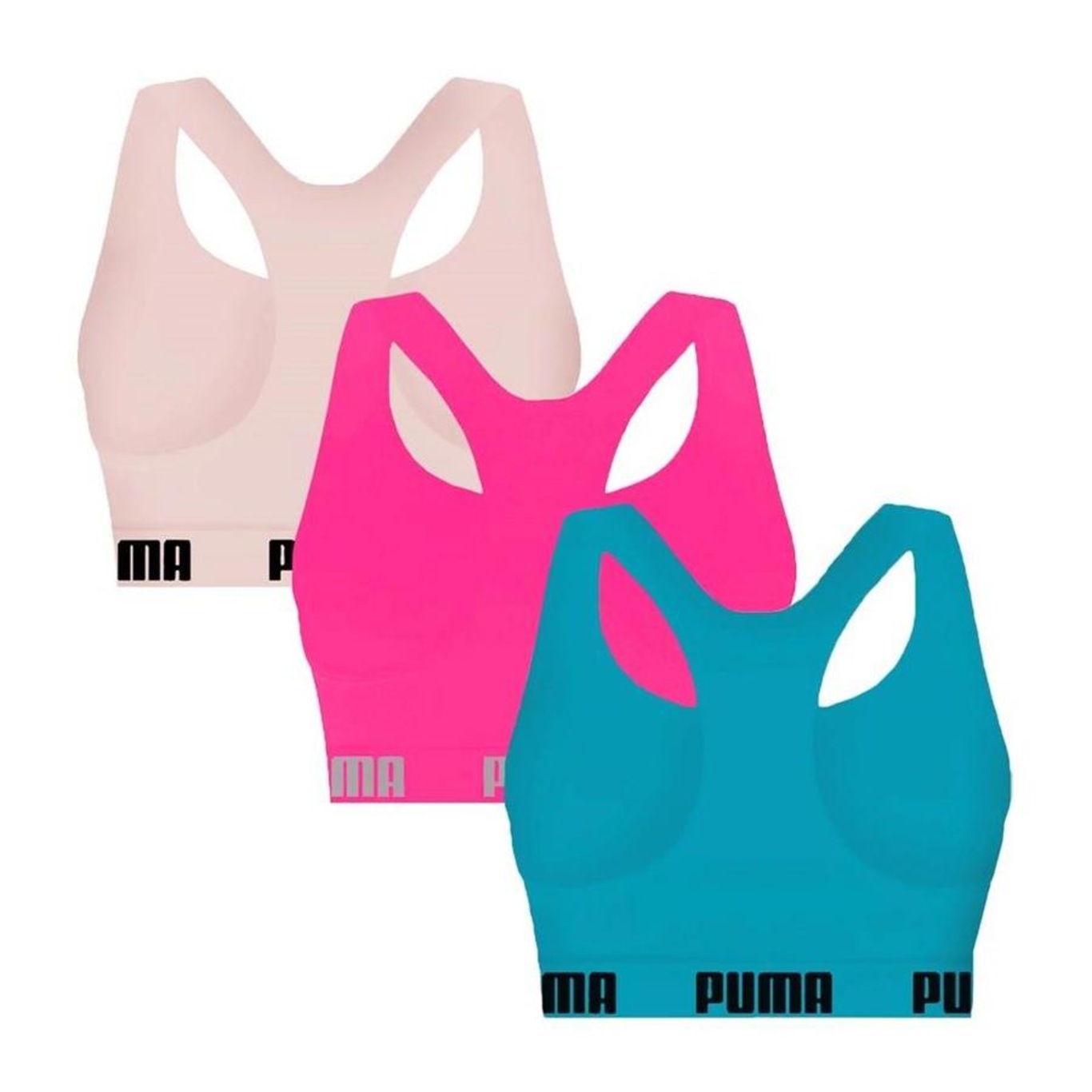 Kit Top Fitness Puma Nadador sem Costura - 3 Unidades - Feminino - Foto 2