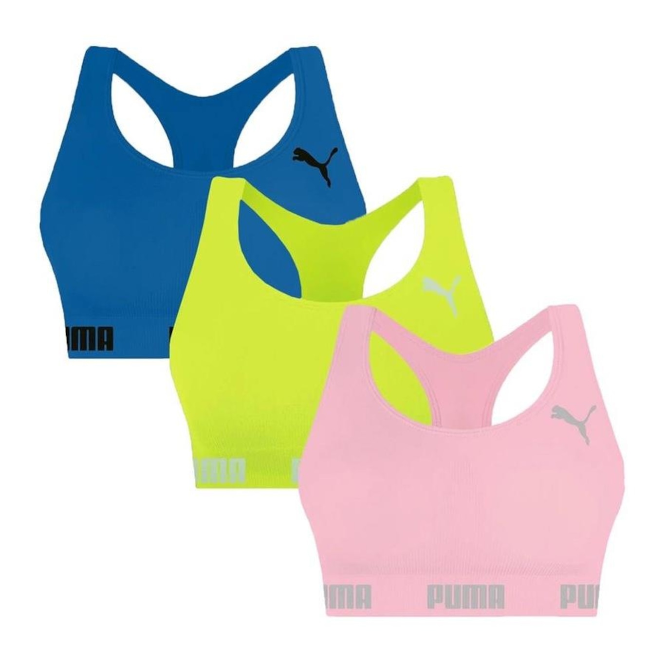 Kit Top Fitness Puma Nadador sem Costura - 3 Unidades - Feminino - Foto 1