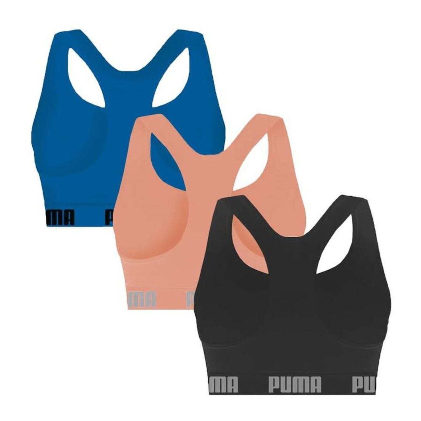 Kit Top Fitness Puma Nadador sem Costura - 3 Unidades - Feminino - Foto 2