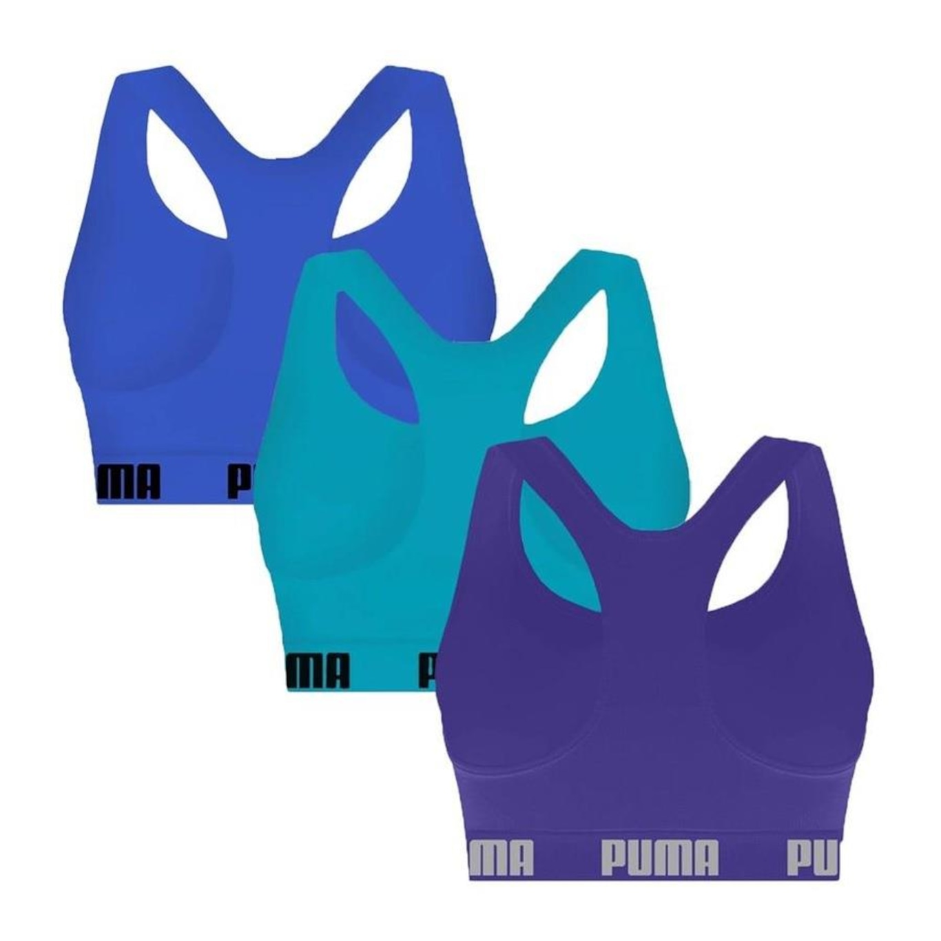 Kit Top Fitness Puma Nadador sem Costura - 3 Unidades - Feminino - Foto 2