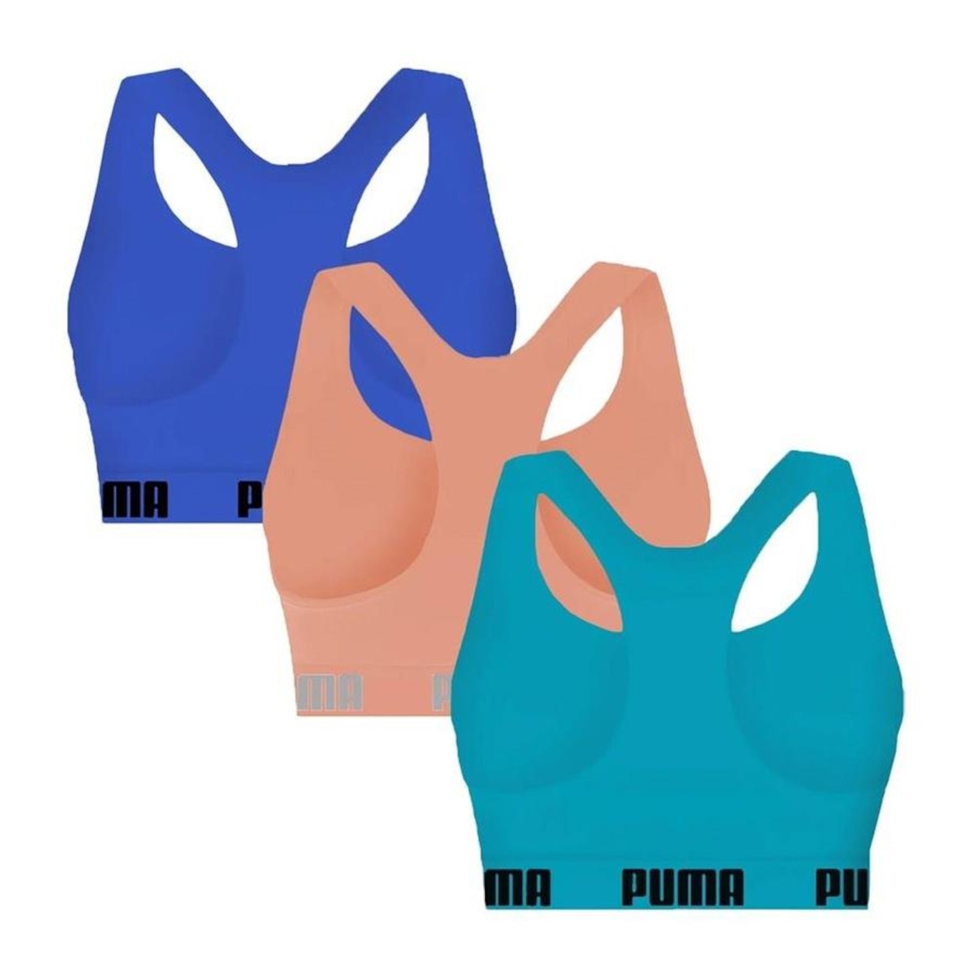 Kit Top Fitness Puma Nadador sem Costura - 3 Unidades - Feminino - Foto 2