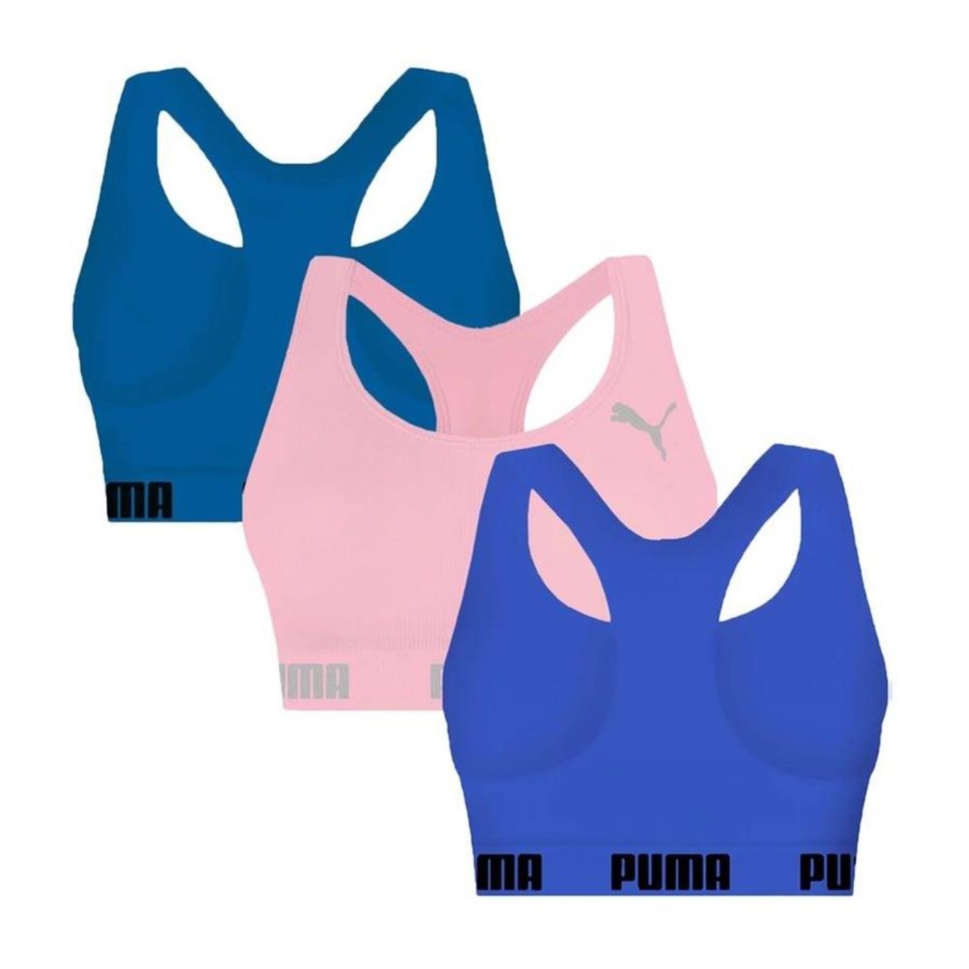 Kit Top Fitness Puma Nadador sem Costura - 3 Unidades - Feminino - Foto 2