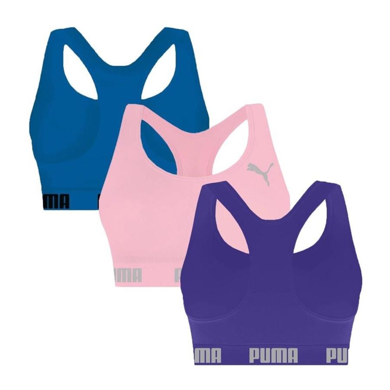 Kit Top Fitness Puma Nadador sem Costura - 3 Unidades - Feminino - Foto 2