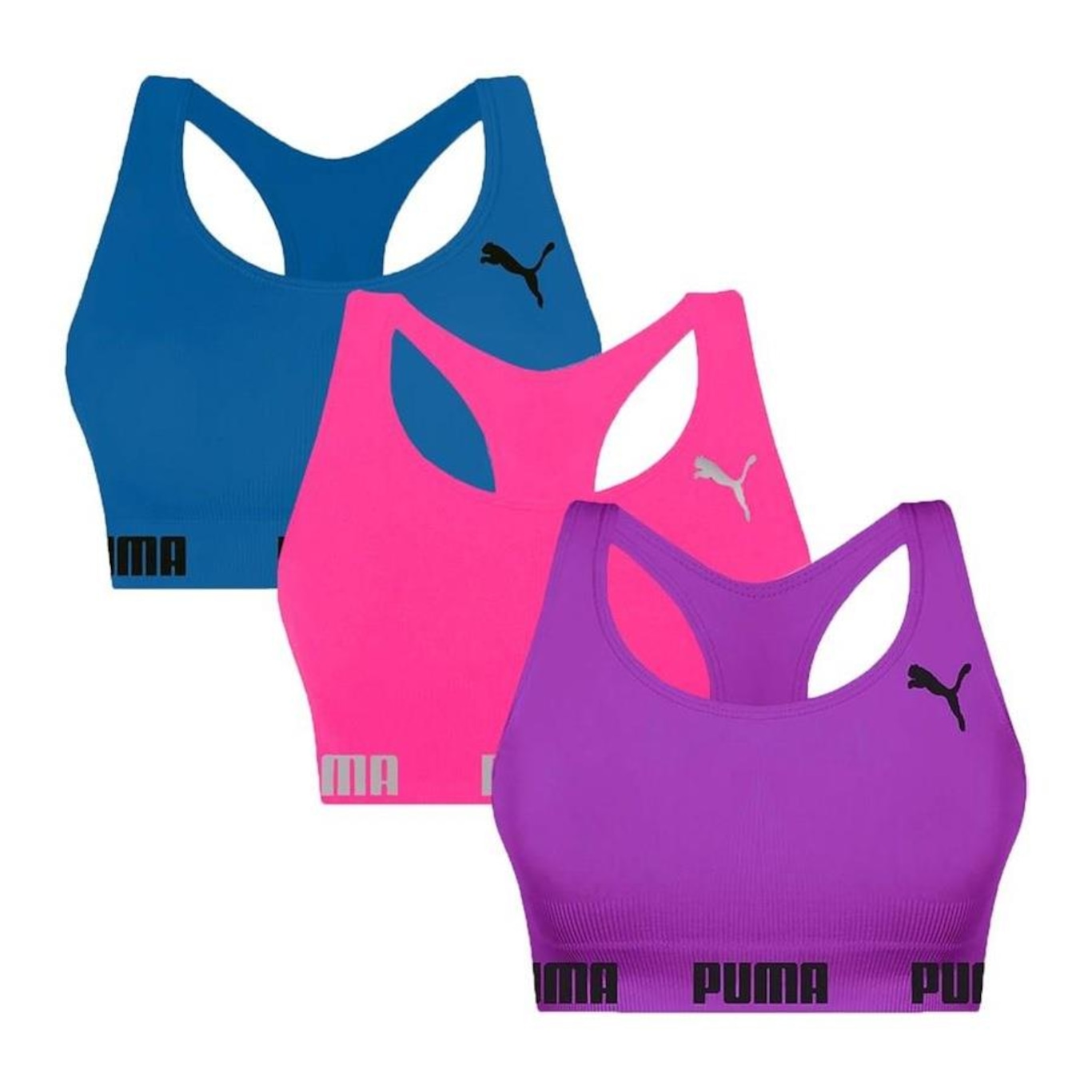 Kit Top Fitness Puma Nadador sem Costura - 3 Unidades - Feminino - Foto 1