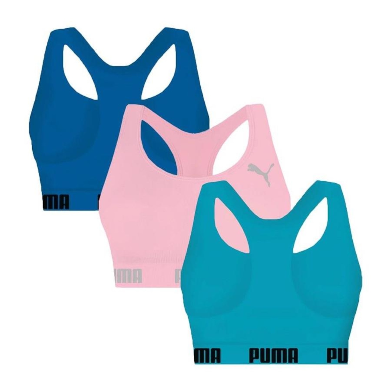 Kit Top Fitness Puma Nadador sem Costura - 3 Unidades - Feminino - Foto 2