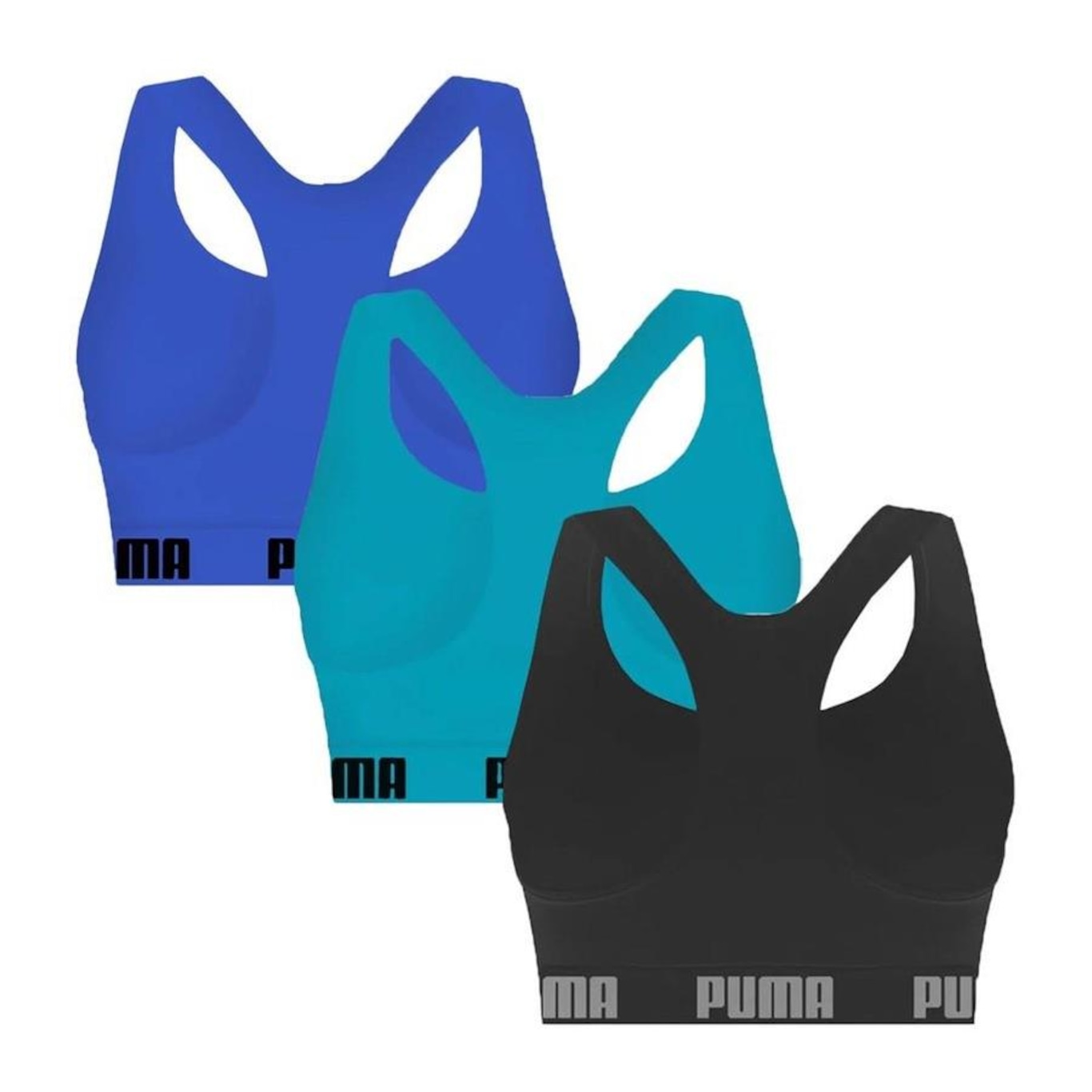 Kit Top Fitness Puma Nadador sem Costura - 3 Unidades - Feminino - Foto 2