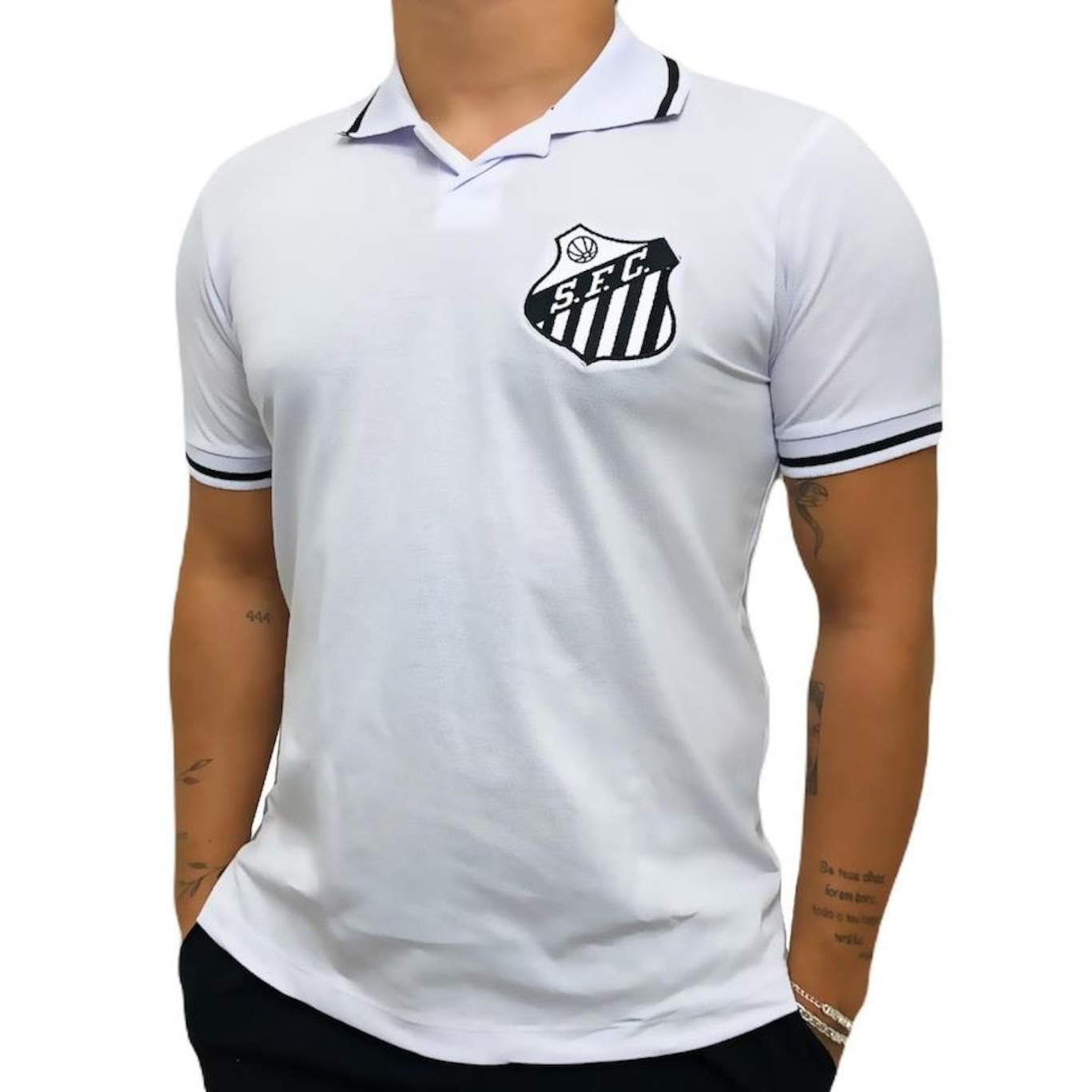 Camisa Polo do Santos F.C RetrôMania - Masculina - Foto 3