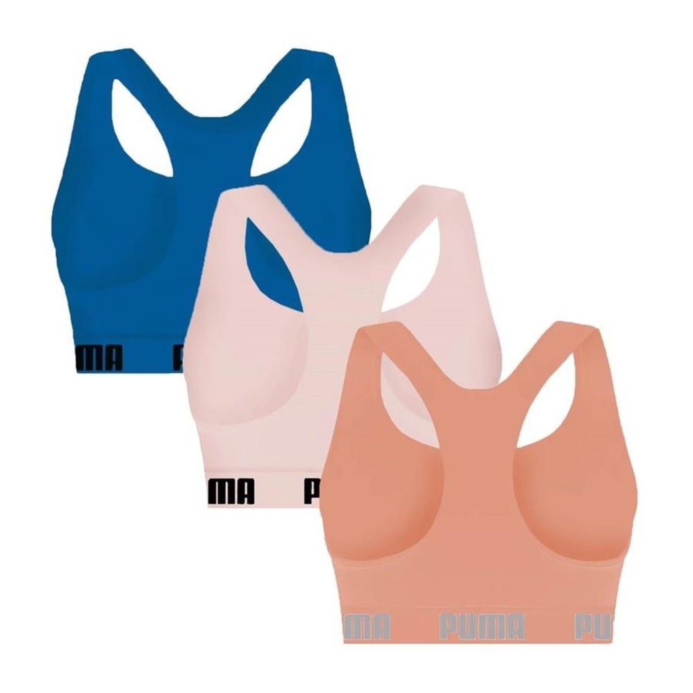 Kit Top Fitness Puma Nadador sem Costura - 3 Unidades - Feminino - Foto 2