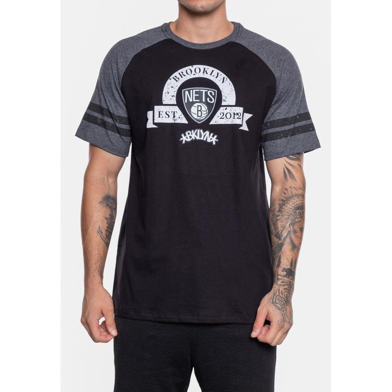 Camiseta NBA Raglan Restored Brooklyn Nets - Masculina - Foto 3