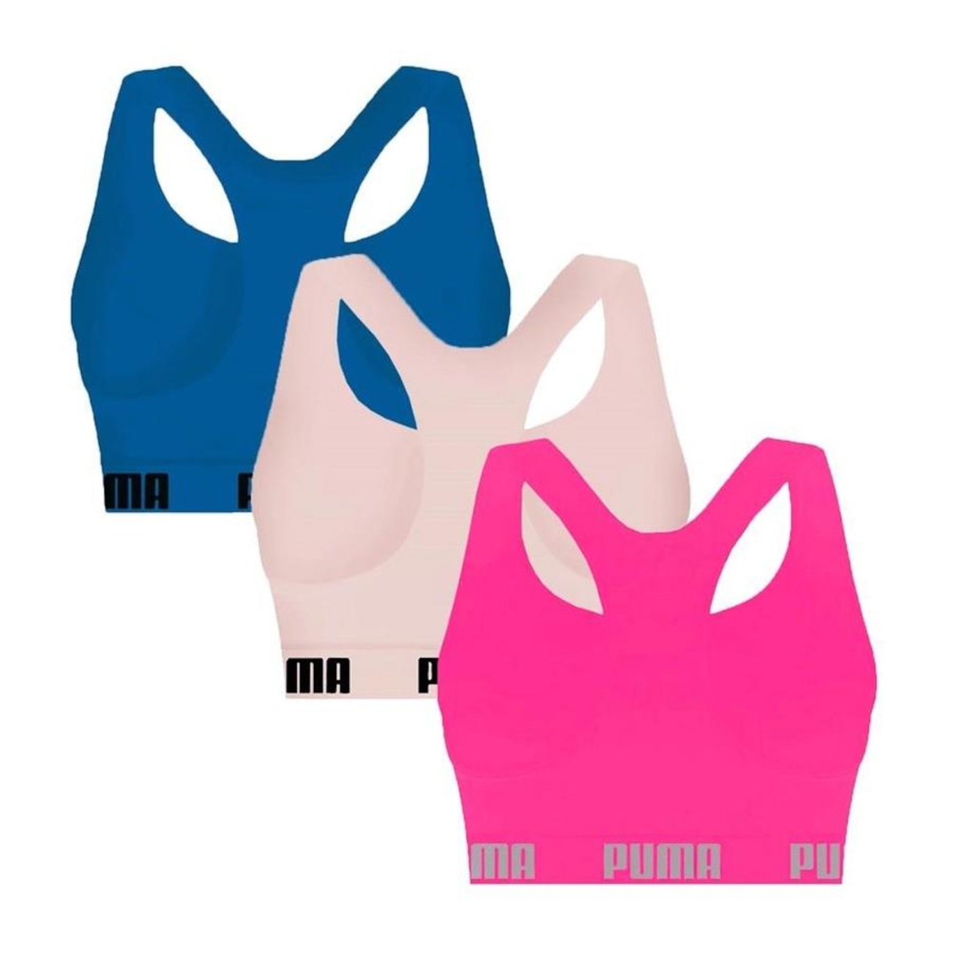 Kit Top Fitness Puma Nadador sem Costura - 3 Unidades - Feminino - Foto 2