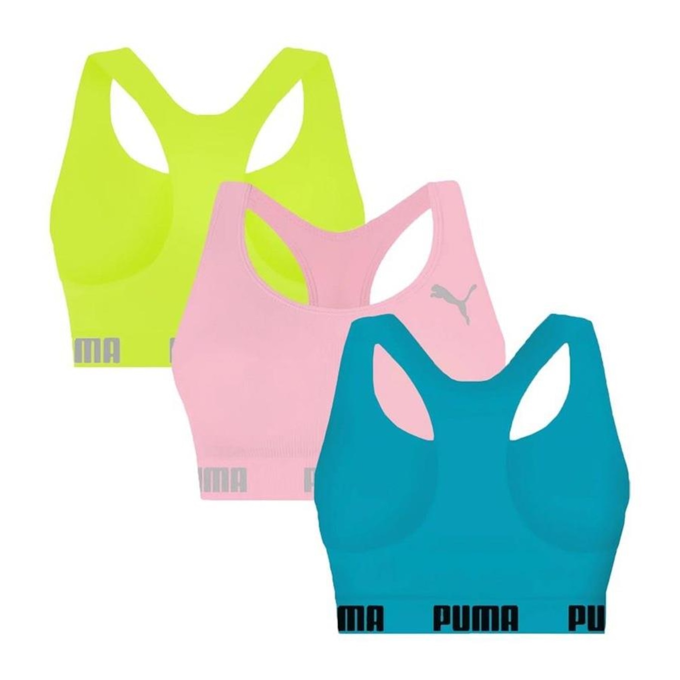 Kit Top Fitness Puma Nadador sem Costura - 3 Unidades - Feminino - Foto 2