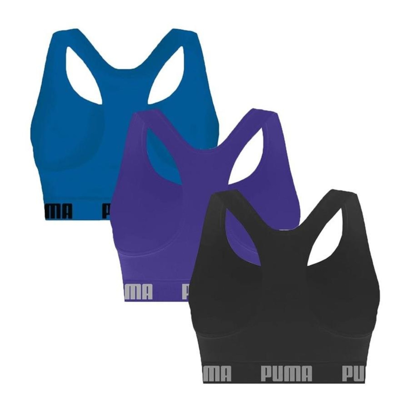 Kit Top Fitness Puma Nadador sem Costura - 3 Unidades - Feminino - Foto 2