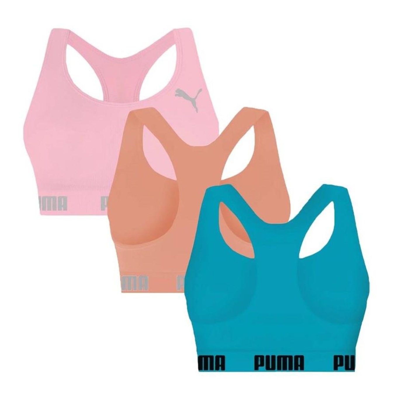 Kit Top Fitness Puma Nadador sem Costura - 3 Unidades - Feminino - Foto 2