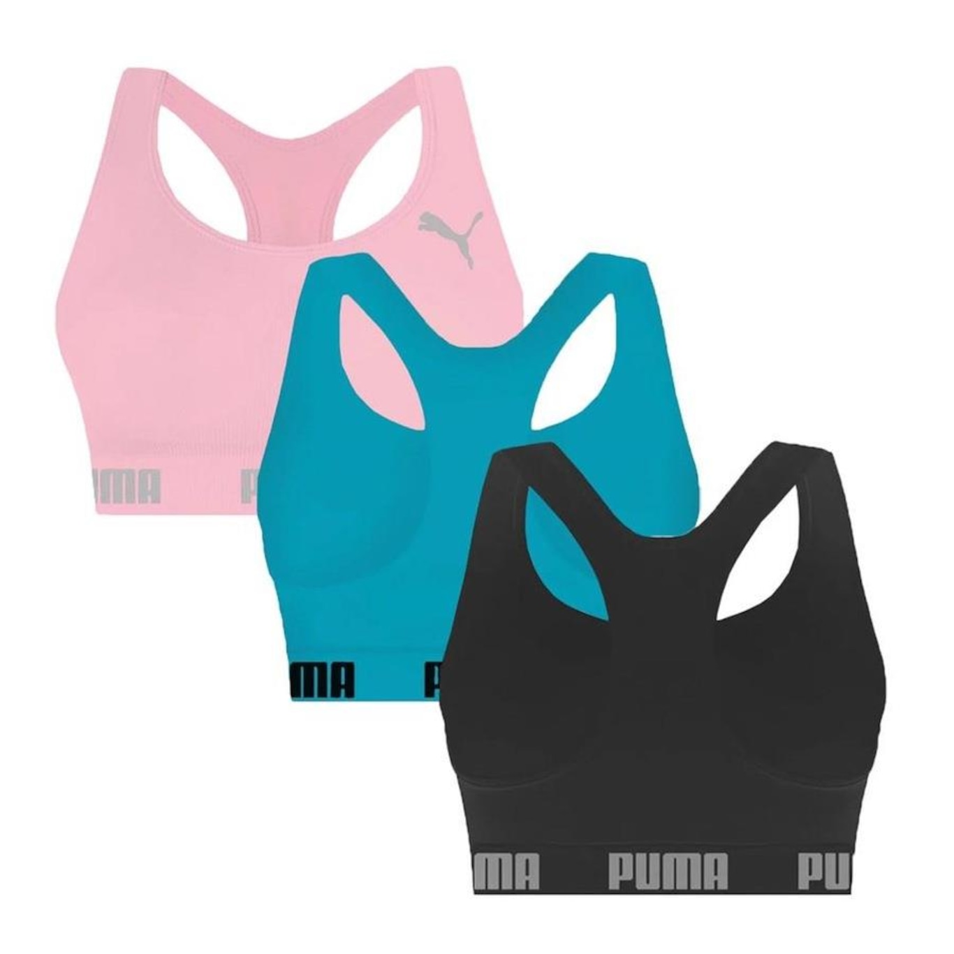 Kit Top Fitness Puma Nadador sem Costura - 3 Unidades - Feminino - Foto 2