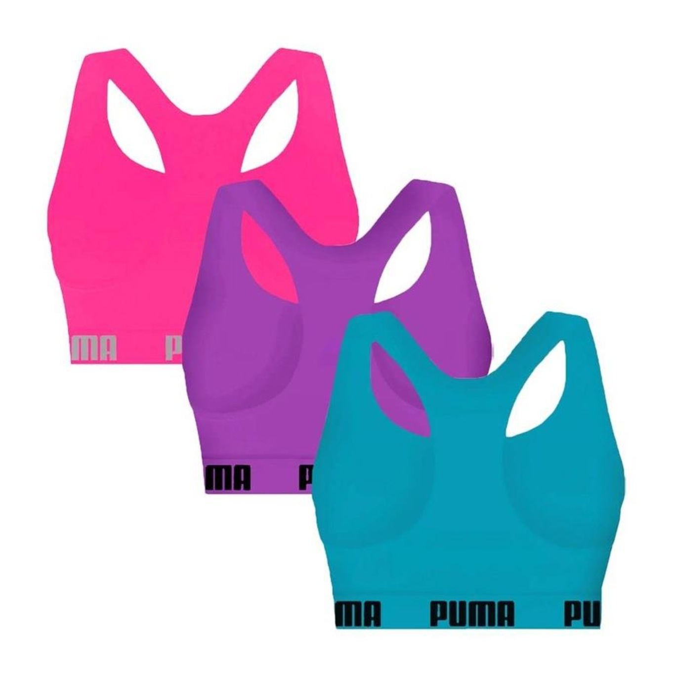 Kit Top Fitness Puma Nadador sem Costura - 3 Unidades - Feminino - Foto 2