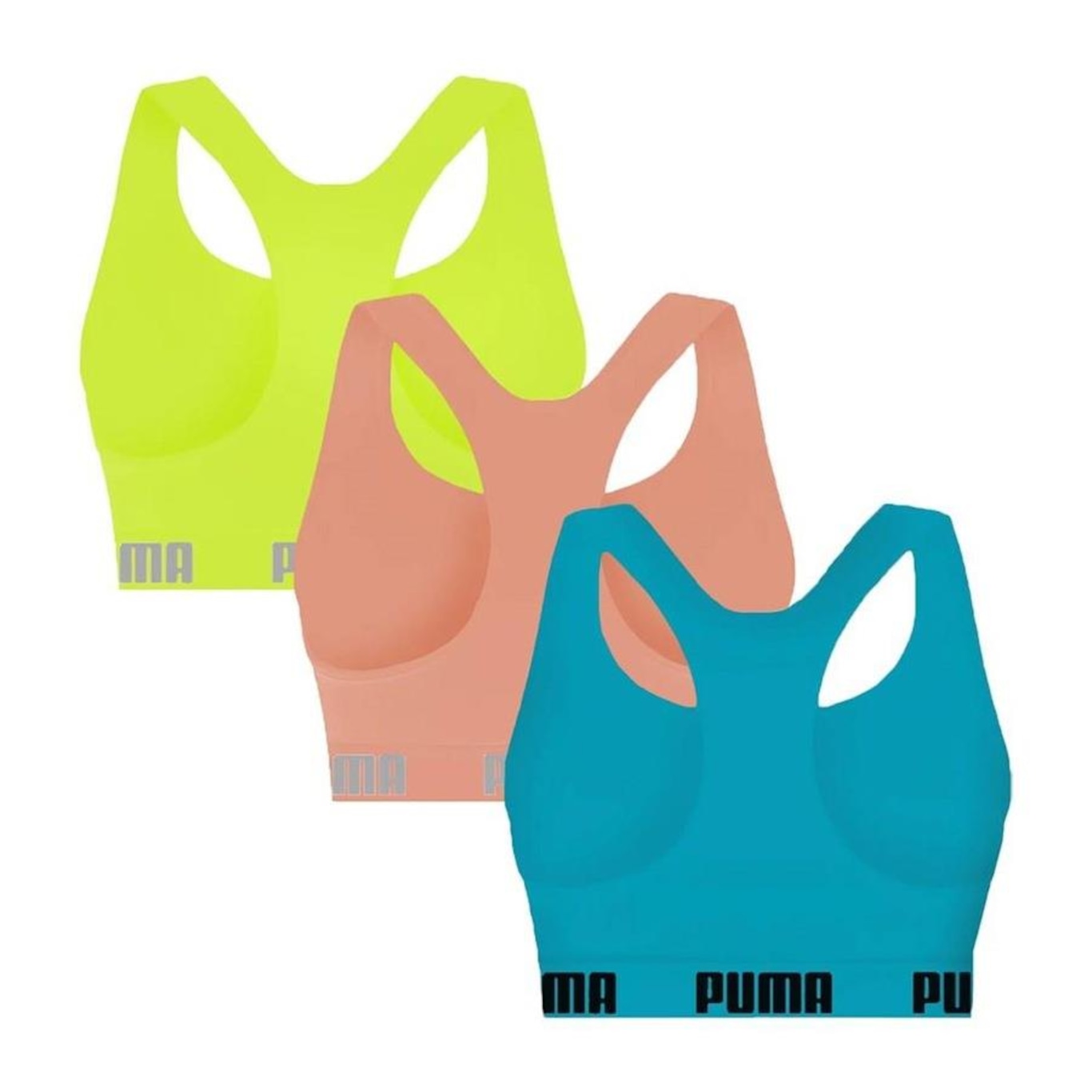 Kit Top Fitness Puma Nadador sem Costura - 3 Unidades - Feminino - Foto 2