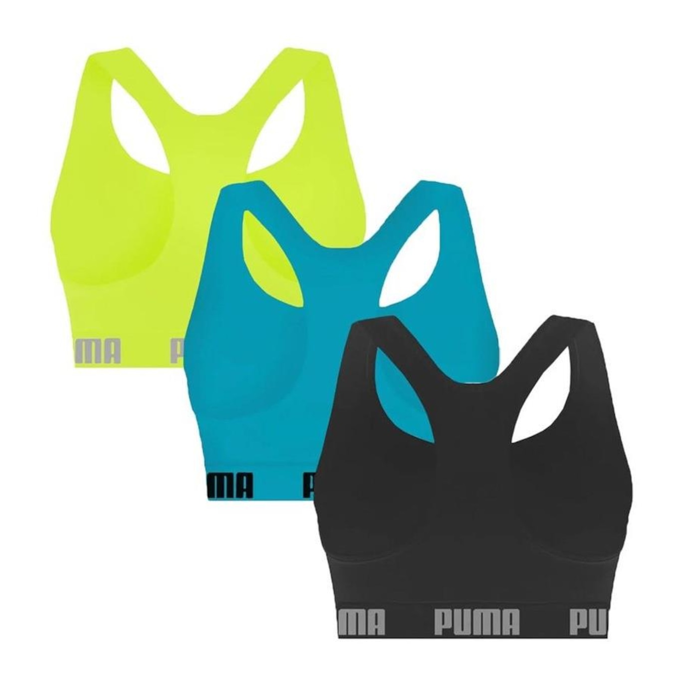 Kit Top Fitness Puma Nadador sem Costura - 3 Unidades - Feminino - Foto 2