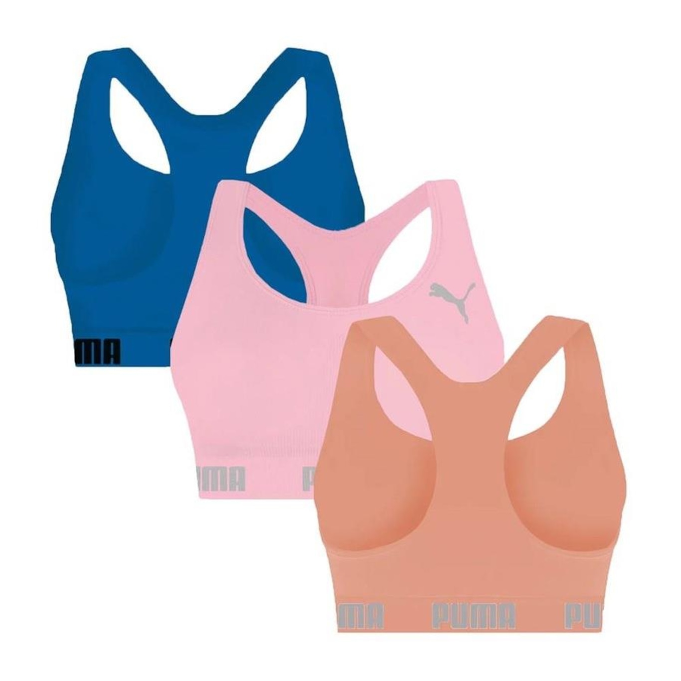 Kit Top Fitness Puma Nadador sem Costura - 3 Unidades - Feminino - Foto 2