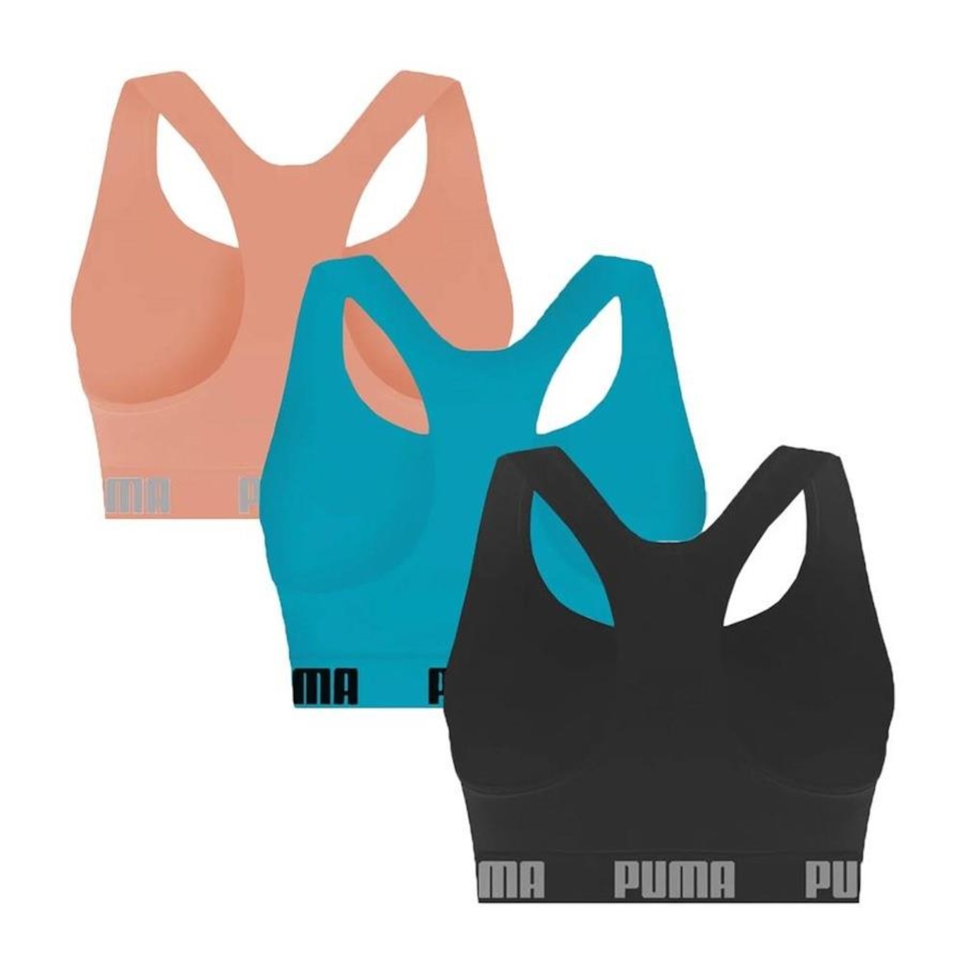 Kit Top Fitness Puma Nadador sem Costura - 3 Unidades - Feminino - Foto 2