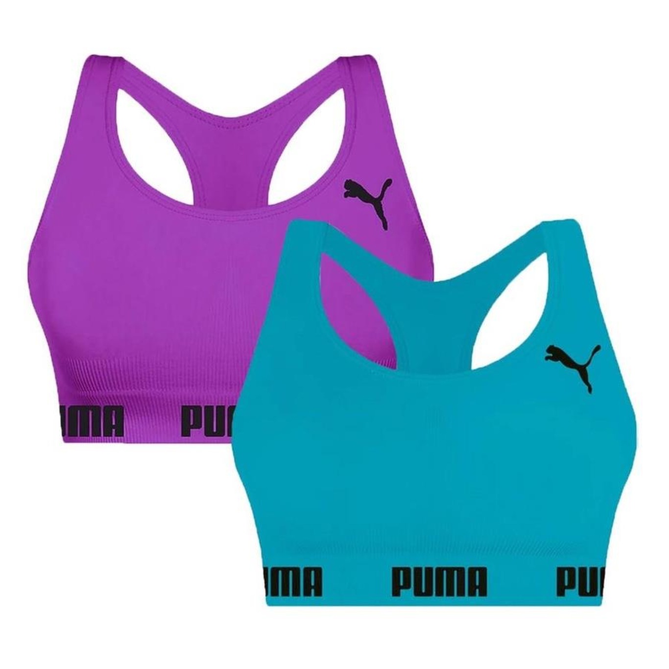 Kit Top Fitness Puma Nadador sem Costura - 2 Unidades - Feminino - Foto 1