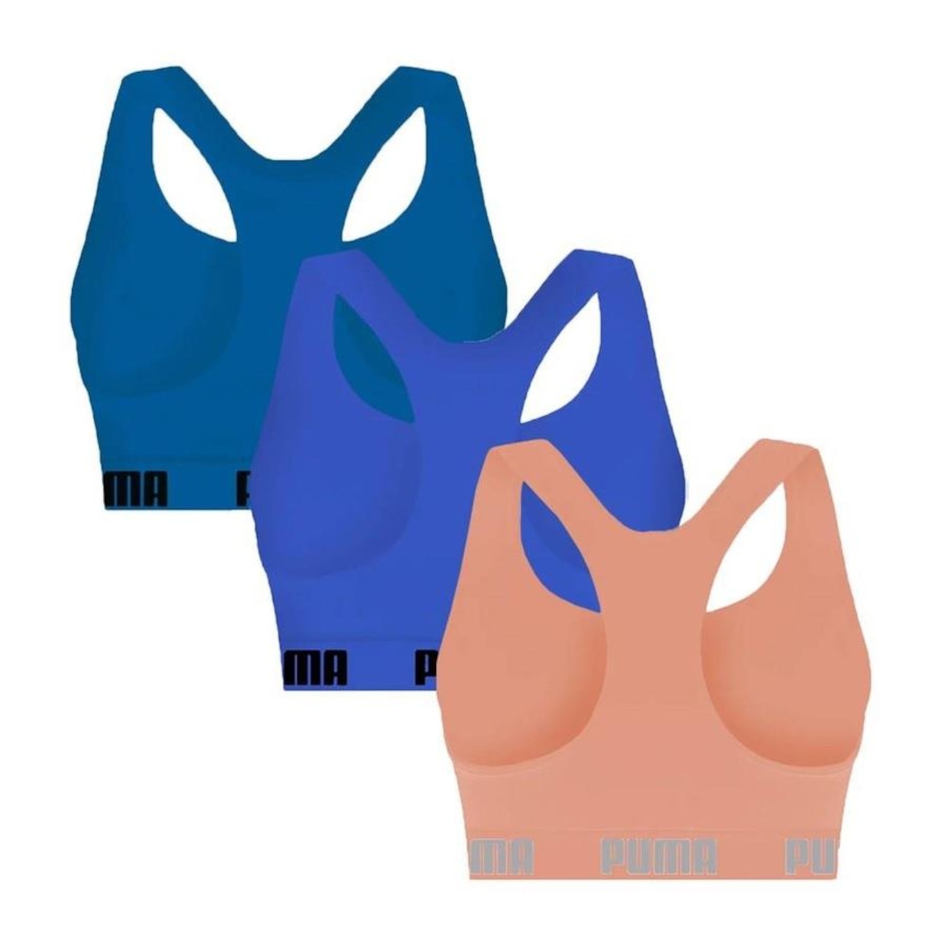 Kit Top Fitness Puma Nadador sem Costura - 3 Unidades - Feminino - Foto 2