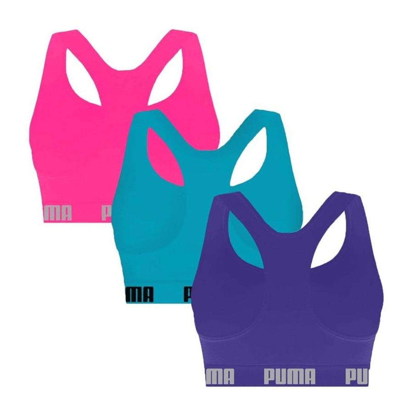 Kit Top Fitness Puma Nadador sem Costura - 3 Unidades - Feminino - Foto 2