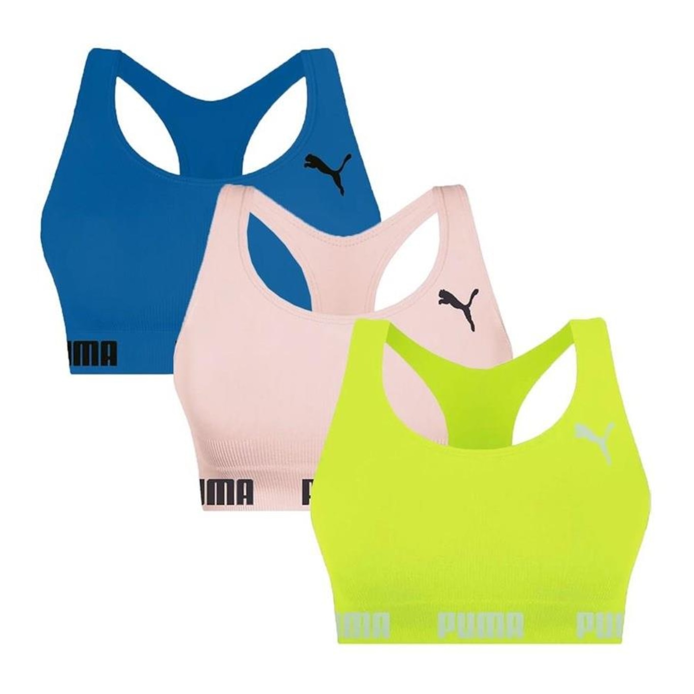 Kit Top Fitness Puma Nadador sem Costura - 3 Unidades - Feminino - Foto 1