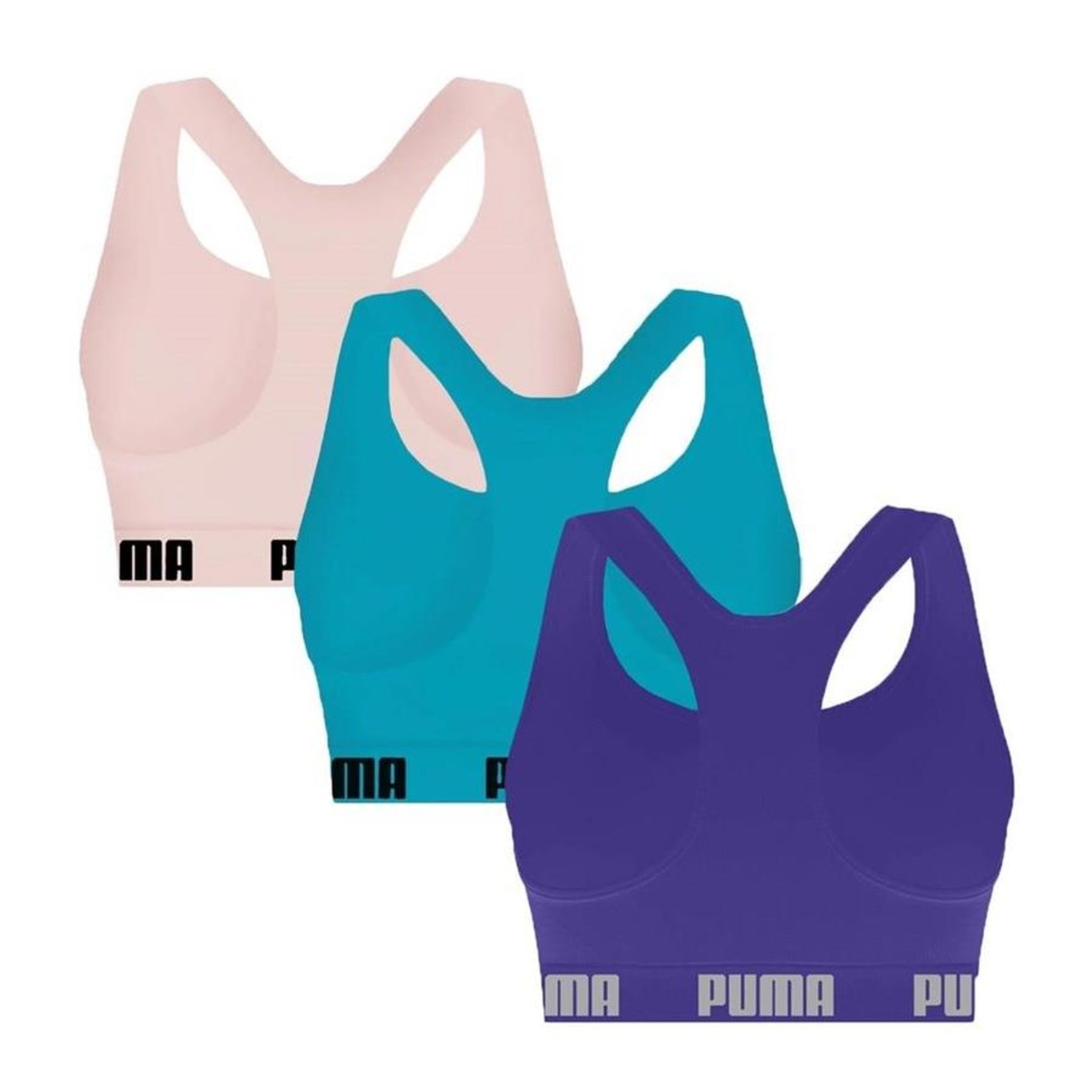 Kit Top Fitness Puma Nadador sem Costura - 3 Unidades - Feminino - Foto 2