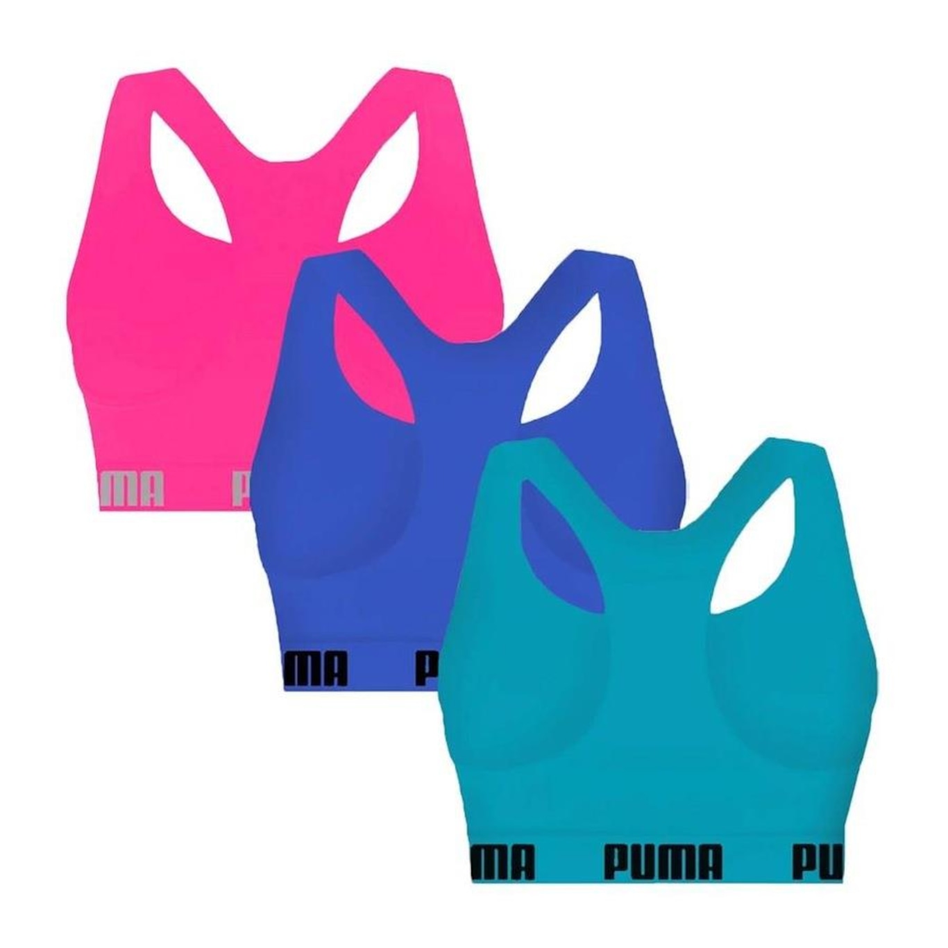 Kit Top Fitness Puma Nadador sem Costura - 3 Unidades - Feminino - Foto 2