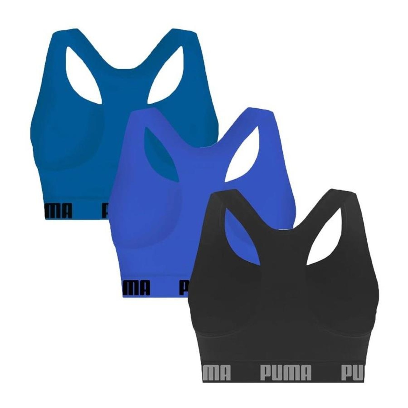 Kit Top Fitness Puma Nadador sem Costura - 3 Unidades - Feminino - Foto 2