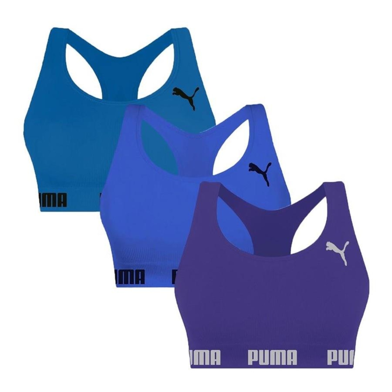 Kit Top Fitness Puma Nadador sem Costura - 3 Unidades - Feminino - Foto 1