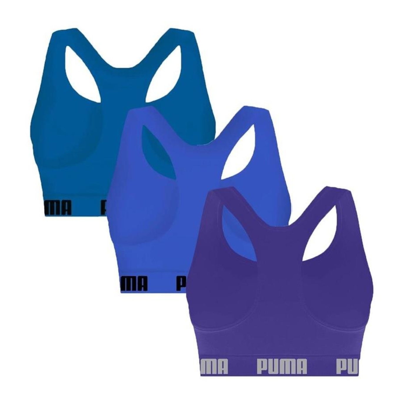 Kit Top Fitness Puma Nadador sem Costura - 3 Unidades - Feminino - Foto 2