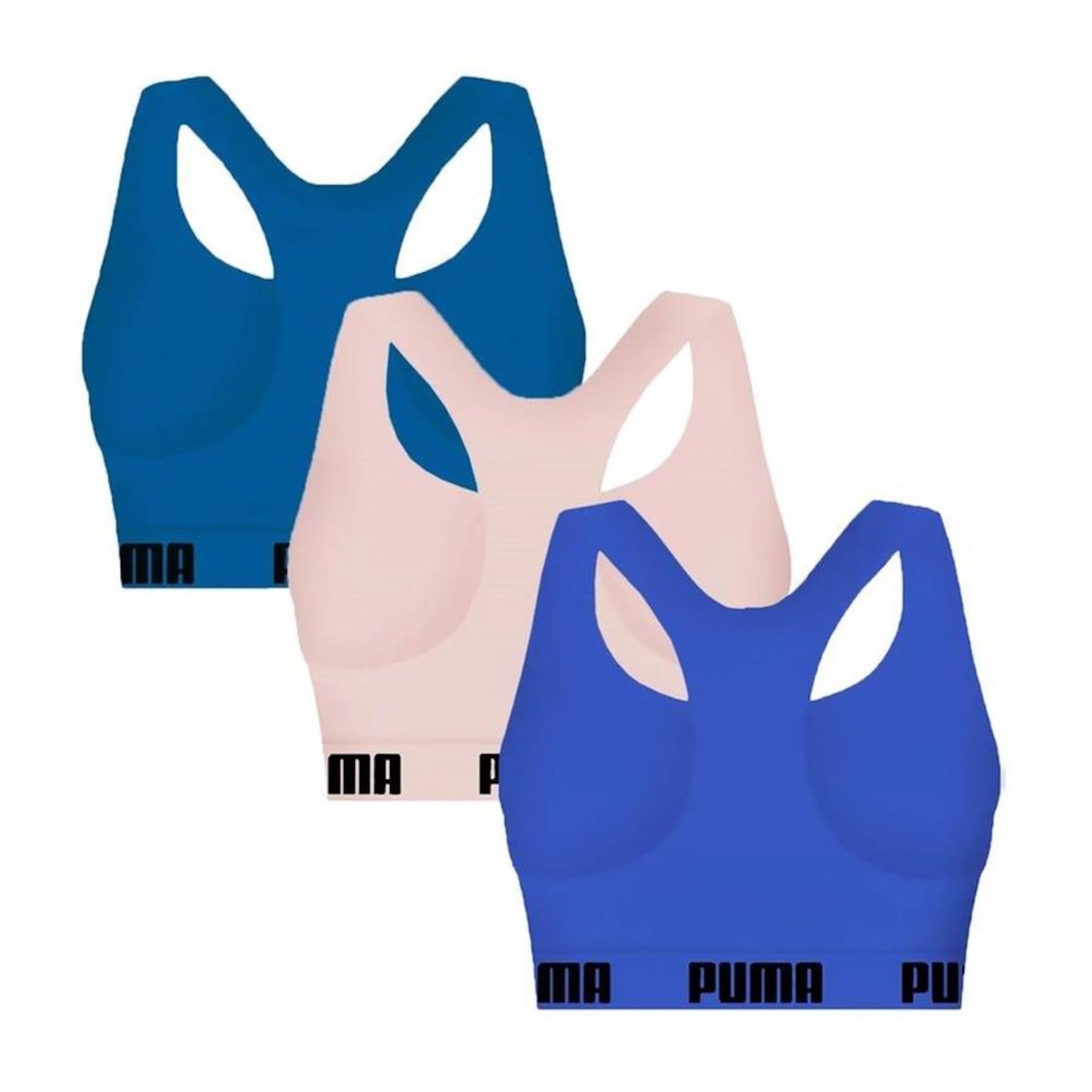 Kit Top Fitness Puma Nadador sem Costura - 3 Unidades - Feminino - Foto 2