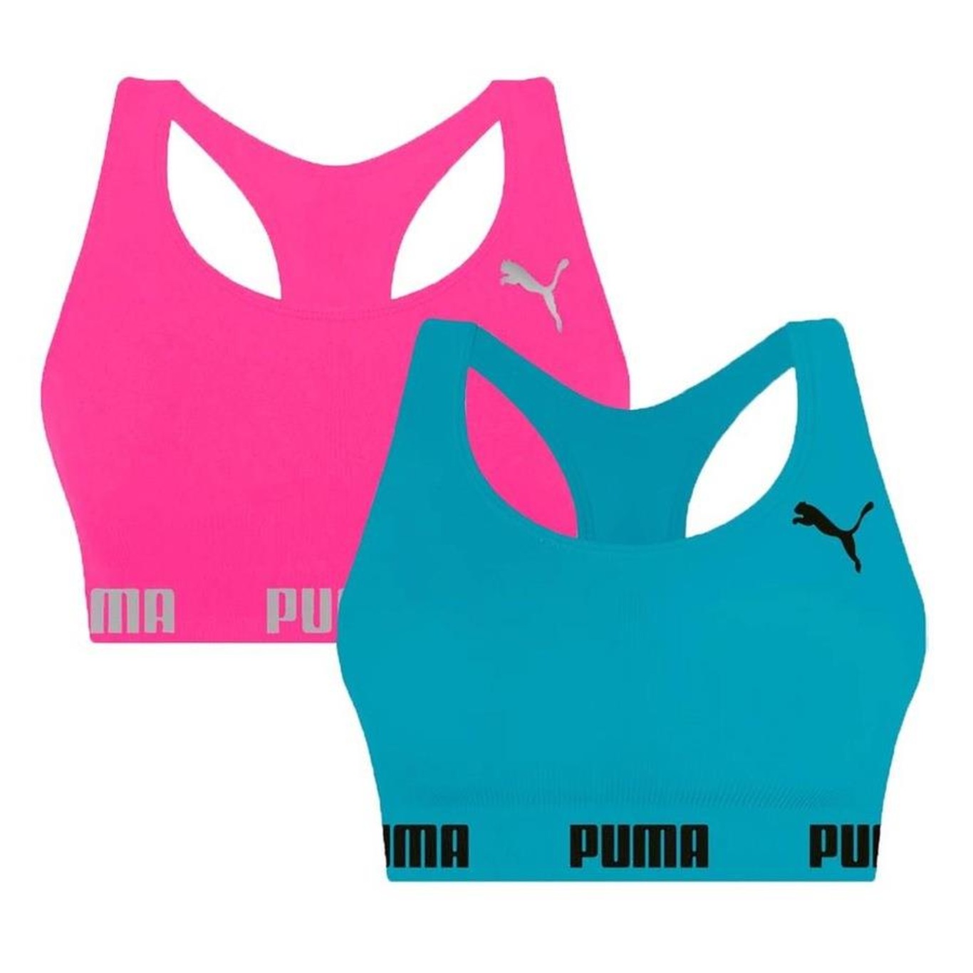 Kit Top Fitness Puma Nadador sem Costura - 2 Unidades - Feminino - Foto 1