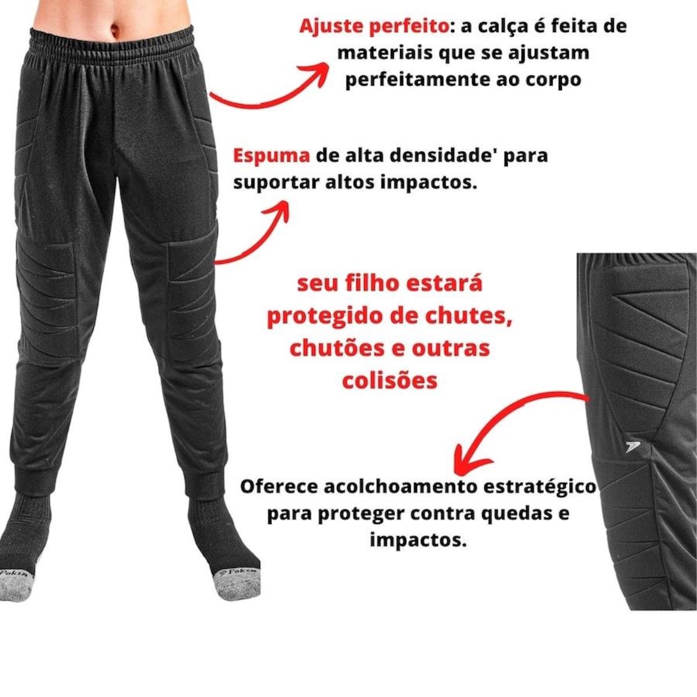 Kit Goleiro de Futebol Poker: Camisa + Calça + Meia - Infantil - Foto 3