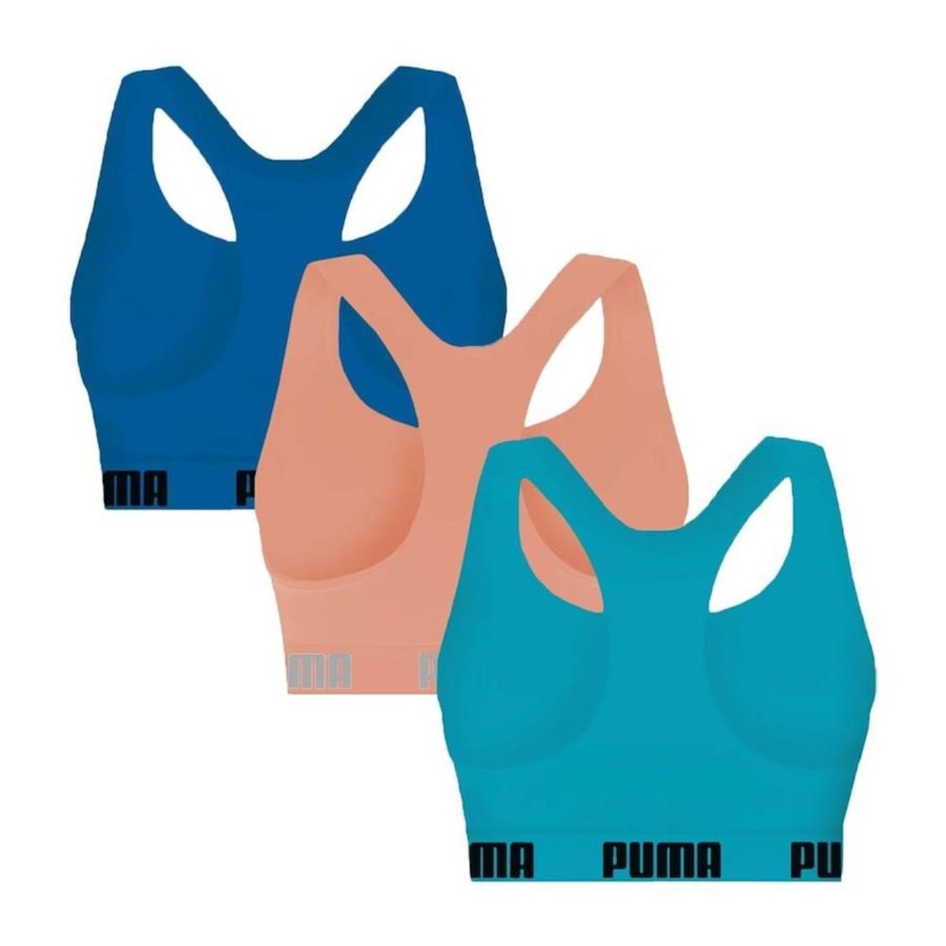 Kit 3x Tops Fitness Puma Nadador sem Costura - Feminino - Foto 2